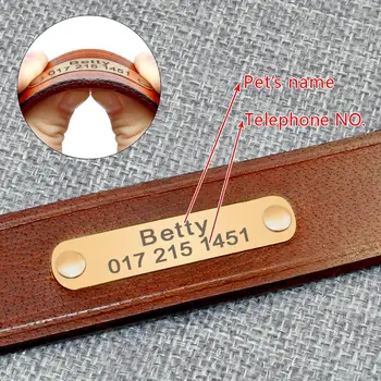 Personalized Dog ID Collar Genuine Leather Small Medium Dogs Cat Collar Custom Pet Name And Phone Number Free Engraving
