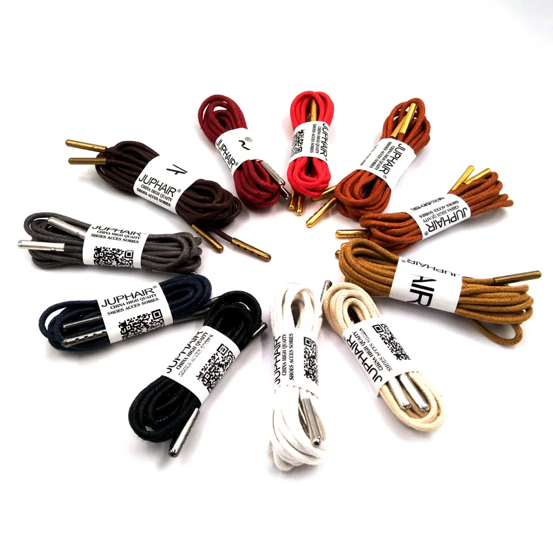 1 Pair Fashion Casual Leather Laces High Quality Waxed Round Shoelaces Shoestring Boots Sports Shoes Cable Ropes Lace Metal Head