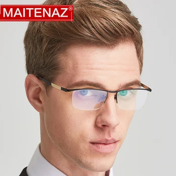 

MAITENAZ Titanium Prescription Eyeglasses Business Myopia Hyperopia Glasses for Men Women Fashion Comfortable Spectacles 80015B