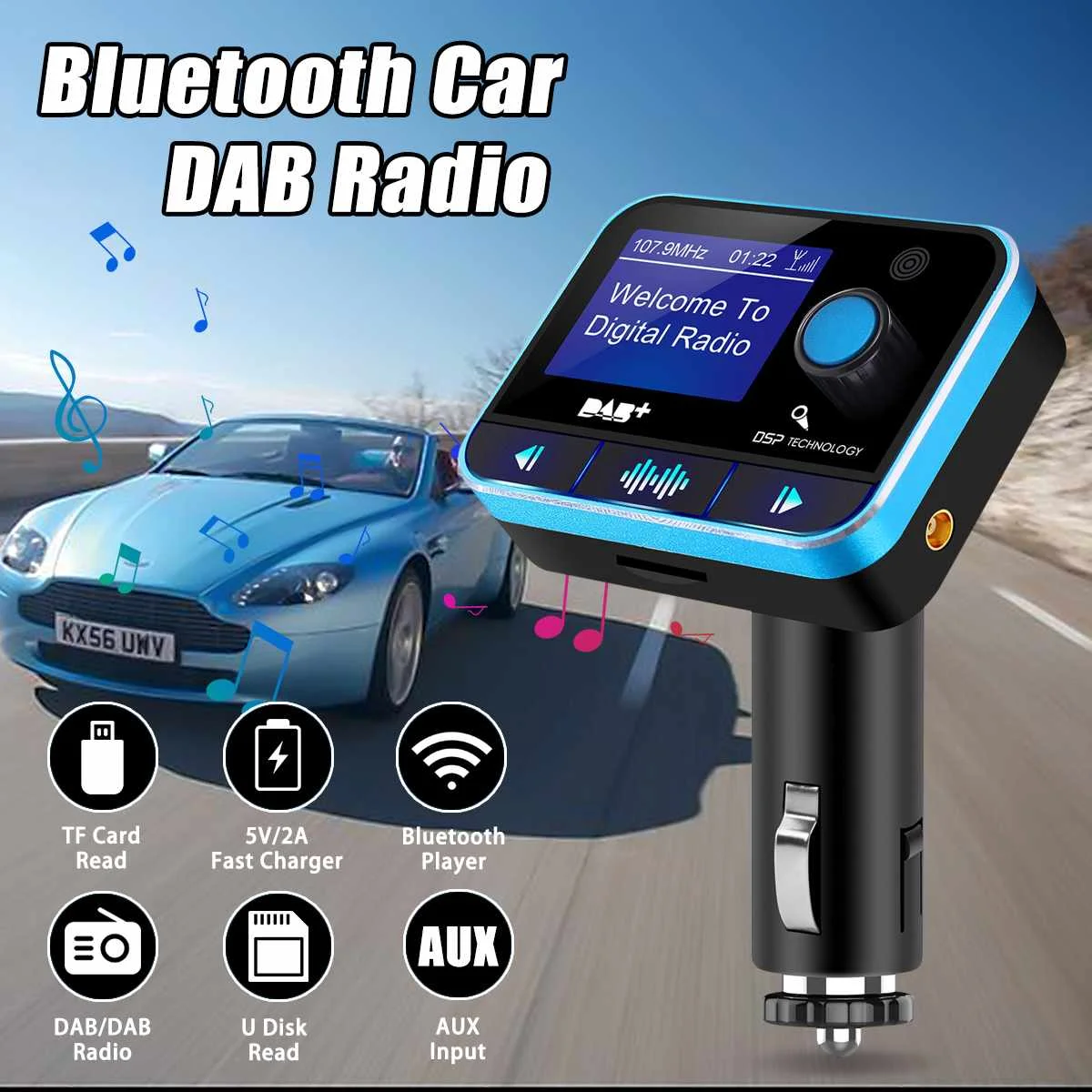 DAB цифровой радио ресивер FM-тюнер автомобиля bluetooth 4,2 передатчик адаптер FM DAV/DAB вещания