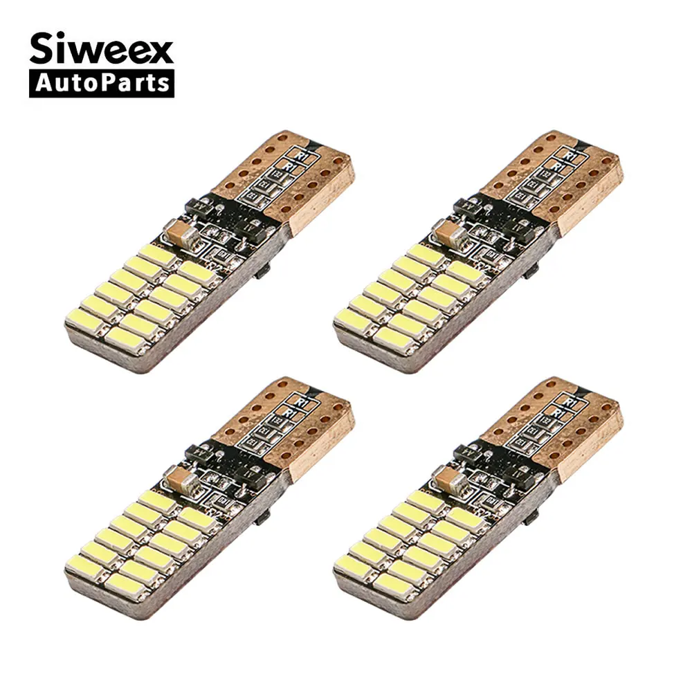 4 шт. T10 W5W 194 светодиодный фонарь 4014 24 SMD боковой габаритный сигнальный фонарь лампа приборной панели без мерцания/стробоскопа 12 вольт белый