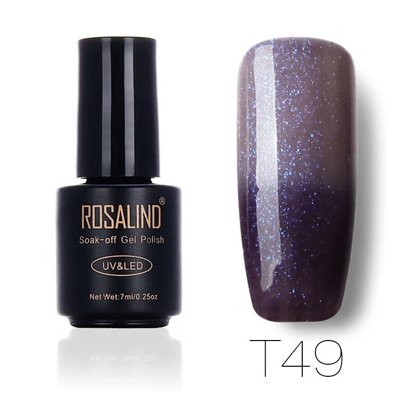

ROSALIND Gel 1S Temperature Color change Gel nail polish 7ML Glitter colors splice with UV LED long lasting Gel varnish