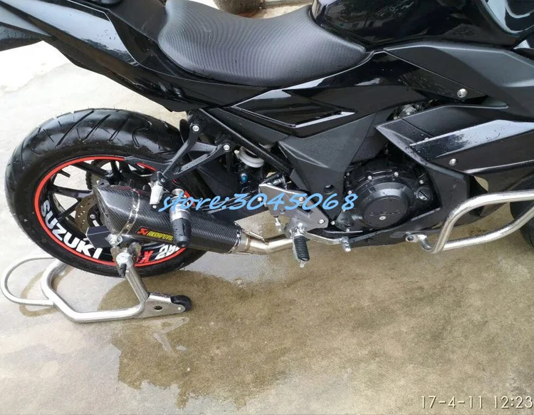 Motocicleta De Escape de Escape Resbalón Para Suzuki GSX250 GSX250R Modificado Mediados Enlace Akrapovi Tubo Silenciador Con Marcado Láser Etiqueta