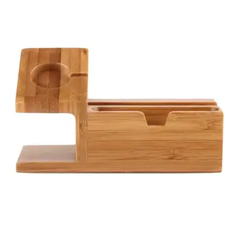 

1 Pc Desktop Bracket 2-In-1 Bamboo Wood Charging Display Stand Watch Bracket Phone Bracket For Home Living Room Bedroom