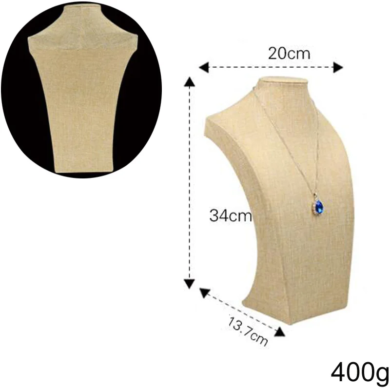 Excellent New Natural Linen Jewelry Necklaces Pendants Display Bust Choker Holder Stand Rack Show 5 Size Wholesale Price