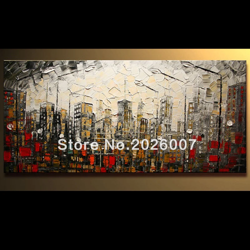 

Hand Painted Landscape Acrylic and Oil large City Thick Palette Knife Oil Painting On Canvas Modern Home Decoration Living Room