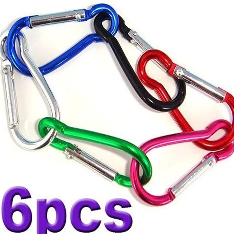 

6Pcs Carabiner Aluminum D Clip Snap Hook Keychain Camping Climbing Karabiner