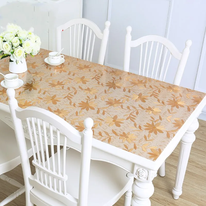  2019 new pvc tablecloth transparent frosted table covers 1.0mm thick soft glass crystal board place