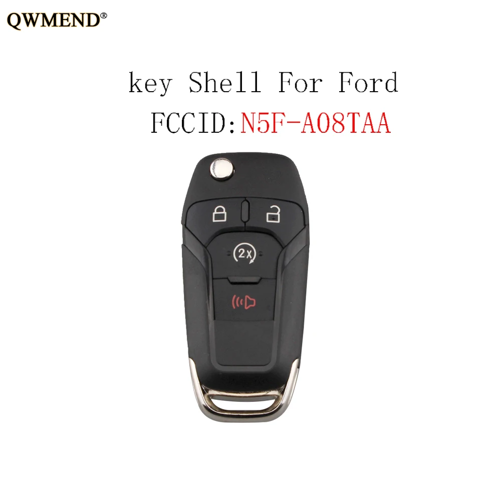 

QWMEND 3+1 Buttons Remote key shell For Ford Fusion Edge Explorer 2013 2014 2015 For Ford N5F-A08TAA Car key shell