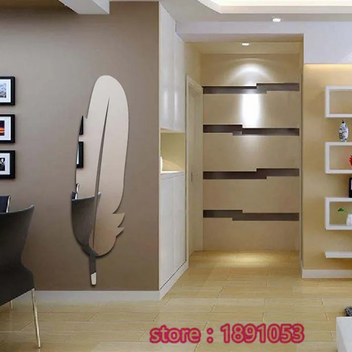 Acrylic Feather Mirror Wall Stickers Living Room Backdrop Bedroom Acrylic Feather Mirror Wall Stickers Living Room Backdrop Bedroom Children S Dressing In From Home
