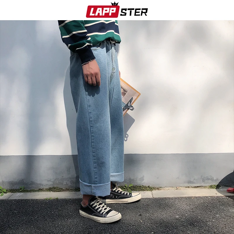 Мужские джинсы шаровары в стиле Харадзюку LAPPSTER винтажные Свободные цветные