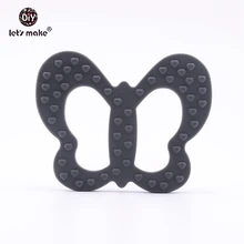 Let's Make – anneau de dentition en Silicone sans BPA pour bébé, 1 pièce, accessoires de bricolage, hochet factice, pendentif d'allaitement, breloques papillon 
