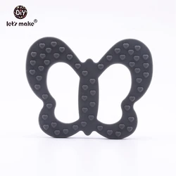 Let's Make 1pc BPA Free Silicone Butterfly DIY Accessories Dummy Clip Rattles Pendant Nursing Necklace Charms Baby Teether