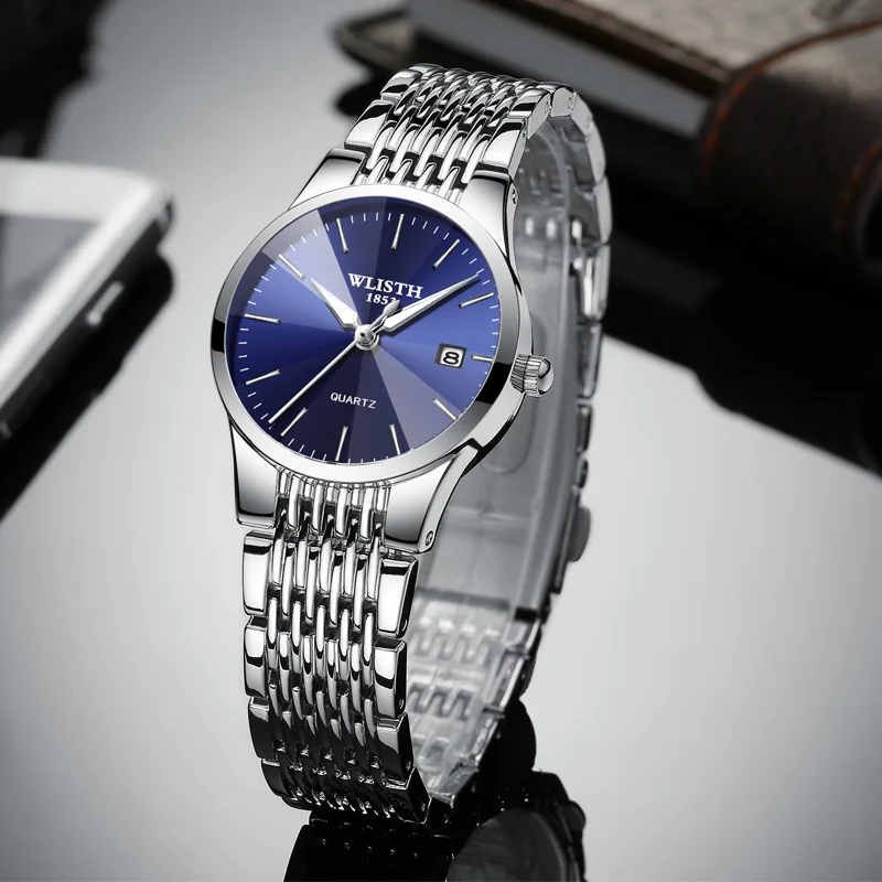 Wlisth пару часов Лидирующий бренд класса люкс Водонепроницаемый часы Для мужчин Для женщин Ультра-тонкие ручные часы набор Автоматическая Дата подарок Relogio Reloj