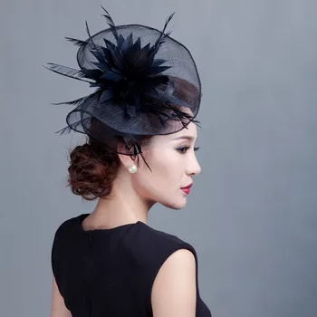 

Gift Cocktail Wedding Party Church Headpiece Fashion Headwear Formal Feather Top Hats Women Chic Sinamay Fascinator Hat