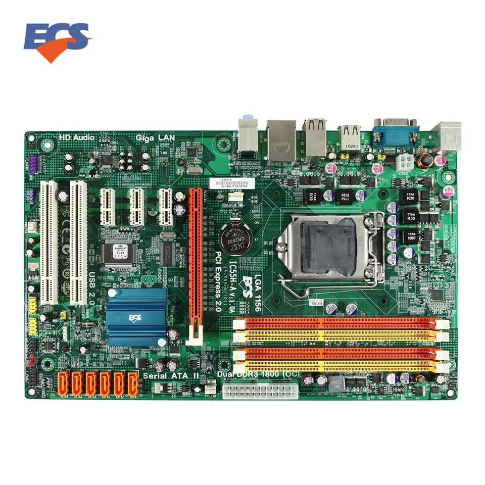 ECS IC55H-A Original Used Desktop Motherboard H55 LGA 1156 DDR3 8G SATA2 USB2.0 ATX h55 atx lga 1156 computer motherboard w vga usb 2 0 pci multicolored