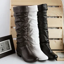 Женские сапоги на каблуке; женские осенние сапоги до колена; коллекция года; популярные женские высокие сапоги; модная женская обувь; черные, белые кожаные сапоги