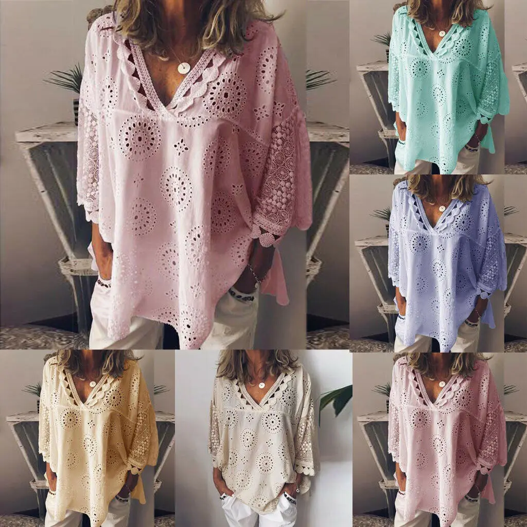

Plus Size Women Blouses 2019 Long Sleeve Gypsy Baggy Blouse Summer Top Casual Tunic Tops