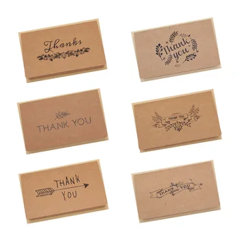 

Retro Kraft Paper Small Greeting Card Thank You Wording with Envelope 6pcs/lot Mixed Send for Teachers Mother's Day AQ103