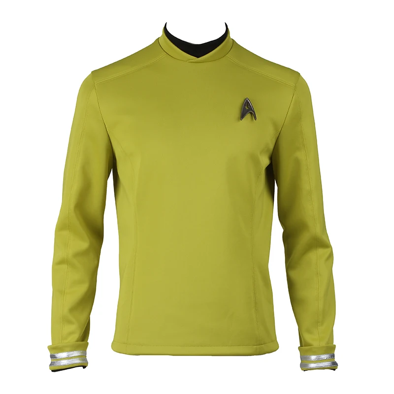 

Startreks Beyond Costume Caption Kirk Spock Cosplay Shirt Original Series Yellow Uniform Adult Men Halloween Carnival Outfit