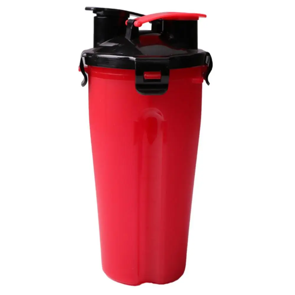 ULTRASOUND PET Food Water Bottle with Bowl Dual Chambered Storage Container with Collapsible Dog Pet Cup Pet Snake Feeders - Цвет: red