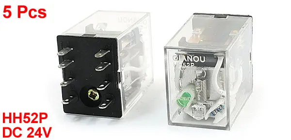 5pcs HH52P DC 24V Coil DPDT 2NO 2NC 8 Pin General Purpose Power Relay