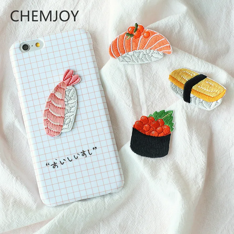 

Japan Sushi Embroidered Patch Stick on for Clothing Cute Speical Applique T-shirts Jeans Biker Patch Shoes Bags Sticker Badge