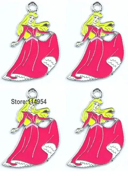 

Free shipping 50 Pcs Cartoon Aurora Princess Metal Charms Jewelry Making Pendants Earrings 3.5cm M006