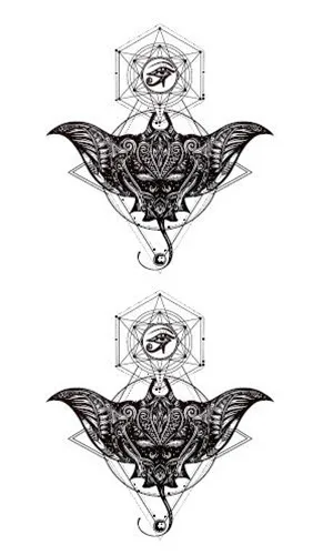 Waterproof Temporary Fake Tattoo Stickers Unique Grey Geometric Bat Waterproof Temporary Fake Tattoo Stickers Unique Grey Geometric Bat Design Body Art Make Up Tools