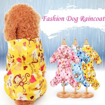 

Cute Monkey Puppy Dog Raincoat for Small Dogs Breathable Mesh Lining Pet Rainwear Clothes Outdoor Waterproof Doggy Outfits XS-XL
