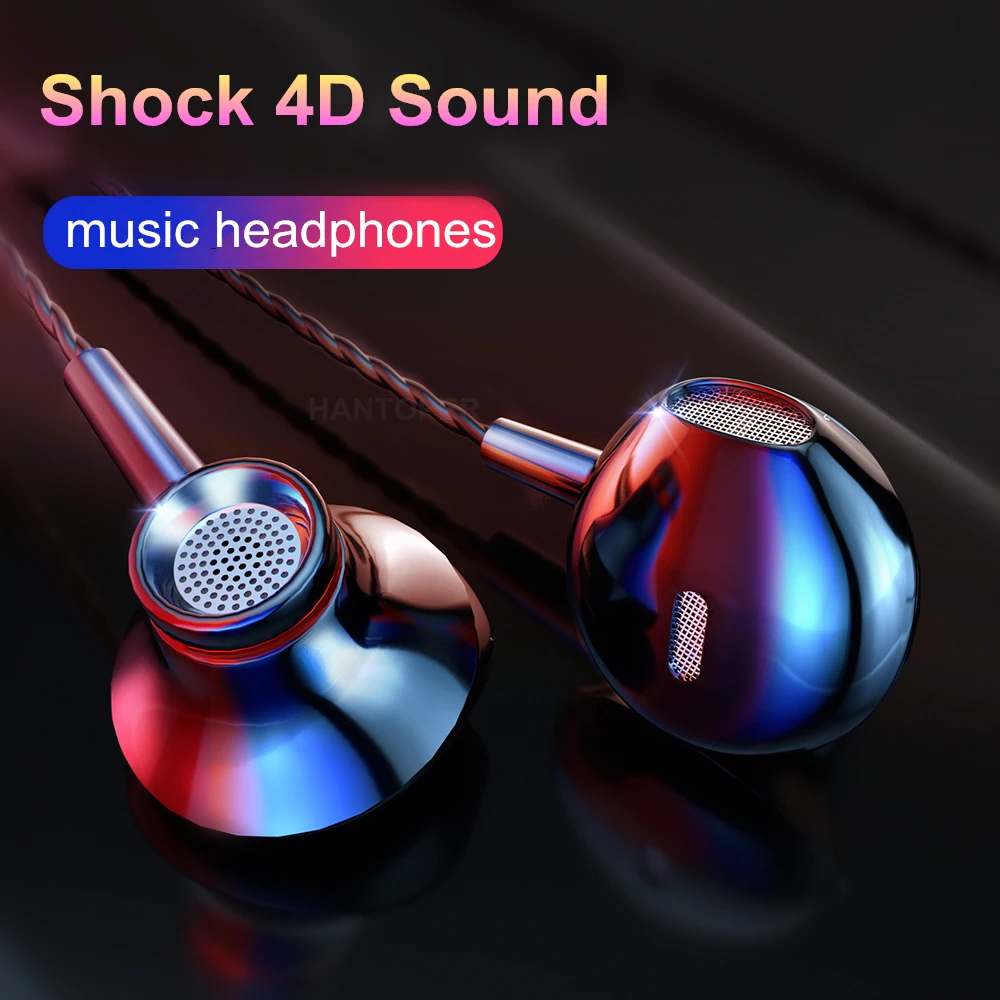 HANTOPER Professional Metal Wired Headphone In Ear Earphone 3.5mm Heavy Bass Sound Quality Music Sport Headset For iPhone Xiaomi