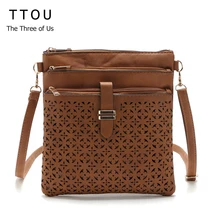 Rétro Petit Casual Femmes Messenger Sacs PU En Cuir Creux Out Volet De Mode Épaule Sac Vintage Sacs À Main Bolsas Feminina TTOU