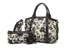 3 Unids/set Mujeres Moda Cuero de LA PU Compuesto Bolsas de Asas de Hombro bolsa de Titular De La Cartera Clave Bolso de Marca Bolso de Hombro 2 colores