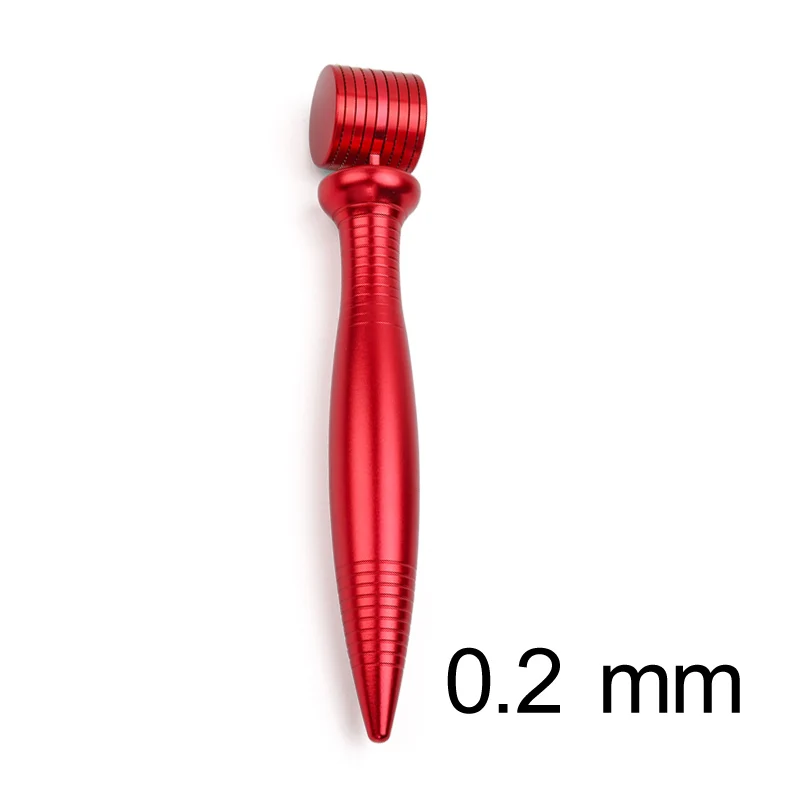 red 0.2mm Дарсонваль Металл Качество Дерма ролик микро титановые иглы микроиглы мезороллер машина для ухода за кожей и лечения выпадения волос - Цвет: red 0.2mm