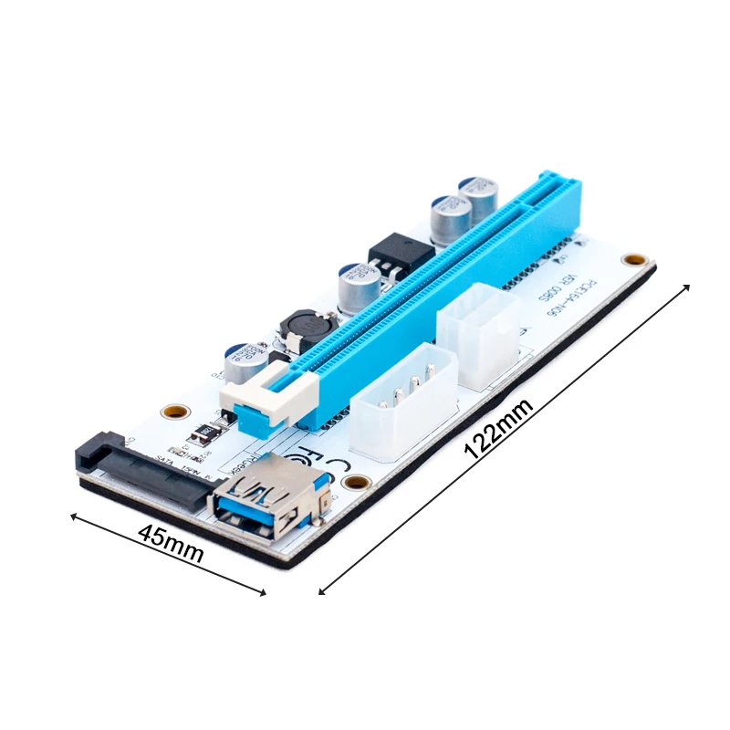 VER008S 3 in 1 Molex 4Pin SATA 6PIN PCIE PCI-E PCI Express Riser Card 1x to 16x USB 3.0 Cable For Mining Bitcoin Miner