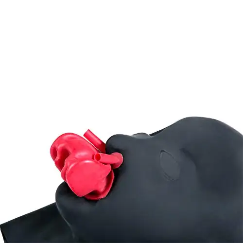 Латексные анатомические 3D маска W Уши Черный Красный Кляпы для рта губ с оболочка