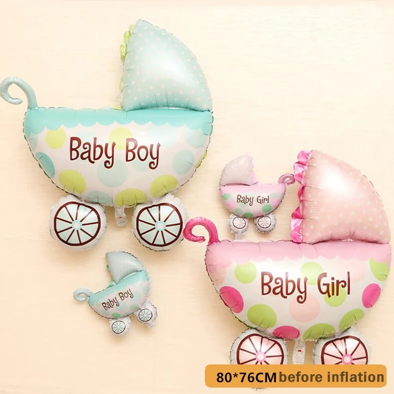 

80CM Baby Carriage Foil Balloons New Born Baby Globos Pram Baby-Car Balloons for 1st Birthday Party Ballons Decorations