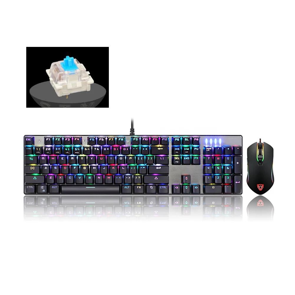 

Mechanical Gaming Keyboard Mouse Set With RGB Backlit Wired 2400 DPI Adjustable Mouse Mechanical Keyboard Mouse Set For Gamer