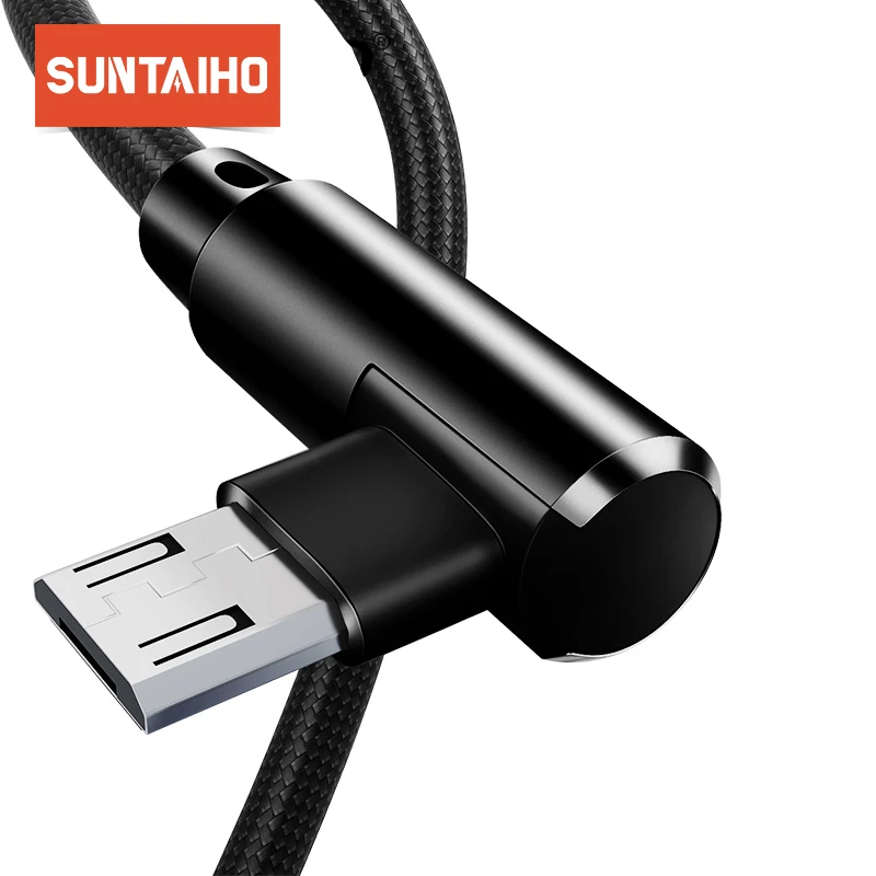 Suntaiho USB to Micro USB Cable L-Shaped Fast Charging Wire for Android Phone Data Sync Cable for Samsung/xiaomi/Meizu/HTC/Sony