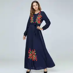 2019 для женщин кружево до вышивка, Макси-платье плюс размеры мусульманских абаи более d Дубай исламский, арабский Рамадан халат с длинным