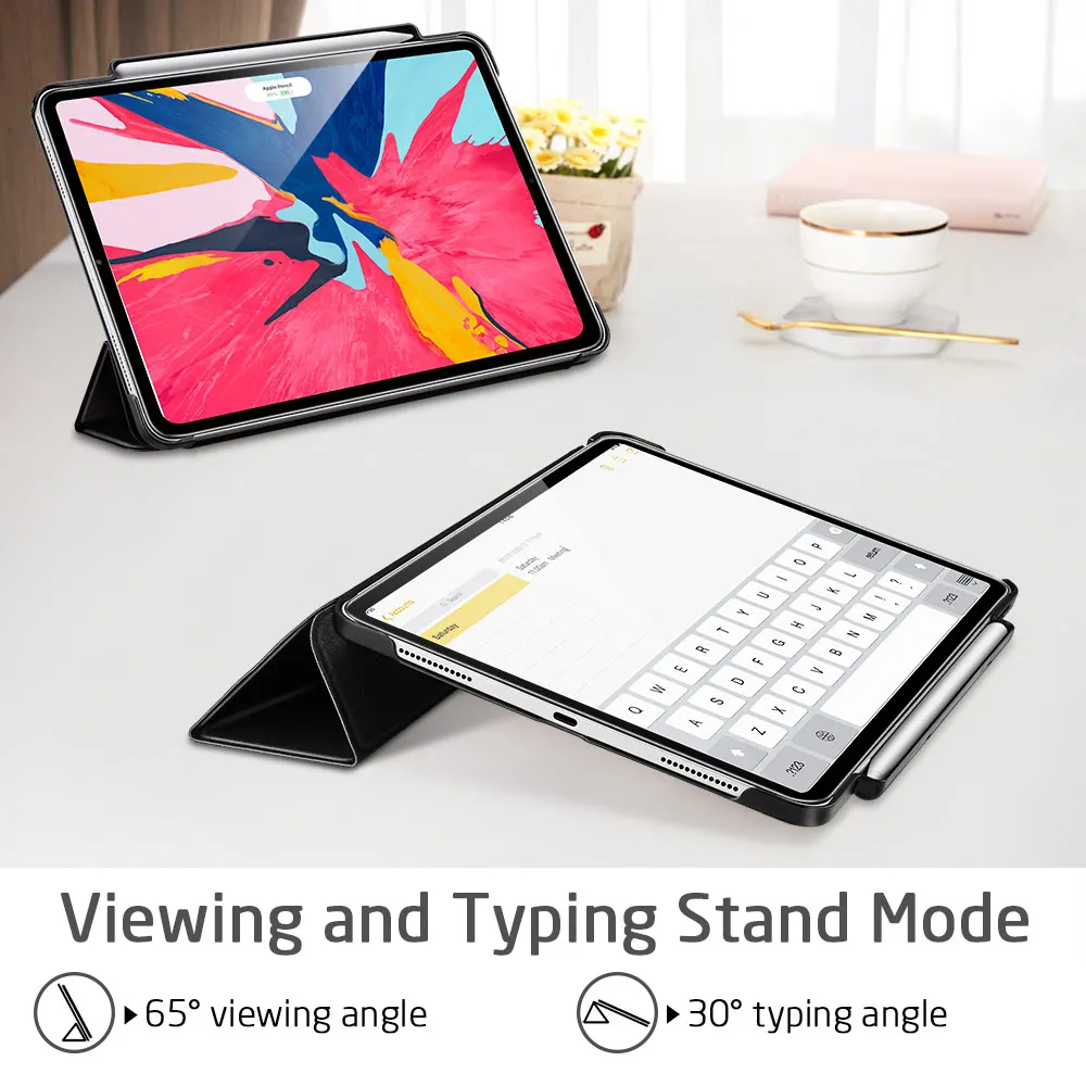 Cena ESR etui do ipada Pro 11 2018 okładka ultra cienki PU skóra przezroczysty PC tylna pokrywa z otwór na pióro wsparcie dołącz Charge Funda