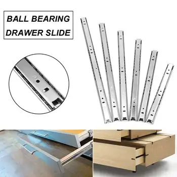 

2Pcs 10"-20" Ball Bearing Slides Ball Bearing Drawer Slides Steel Keyboard Cabinet Cupboard Drawer Runners Furniture Slide