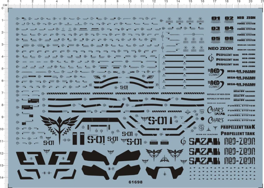 Super Detail Up MG 1//100 MSN-04 SAZABI Ver.Ka Gundam Model Kit Water Slide Decal