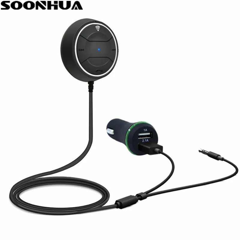 

SOONHUA Bluetooth Handsfree Kit Car Mobile Phone Charger Car Bluetooth Music Receiver Vehicle Transmitter 3.5mm AUX Receiver