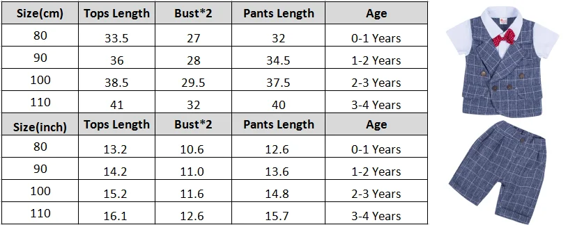 Новинка года, фирменные летние деловые комплекты одежды для маленьких мальчиков 2 предмета, клетчатые футболки с короткими рукавами и бантом Топы+ рубашки, подходят для От 0 до 4 лет