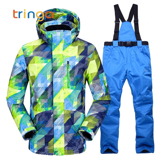 US $53.20 New Hot Ski Suit Men Winter New Outdoor Windproof Waterproof Thermal Male Snow Pants sets Skiing An
