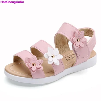 

HaoChengJiaDe Summer Style Children Sandals Fashion Girls Princess Beautiful Flower Shoes Kids Flat Sandal Baby Girls Roman Shoe
