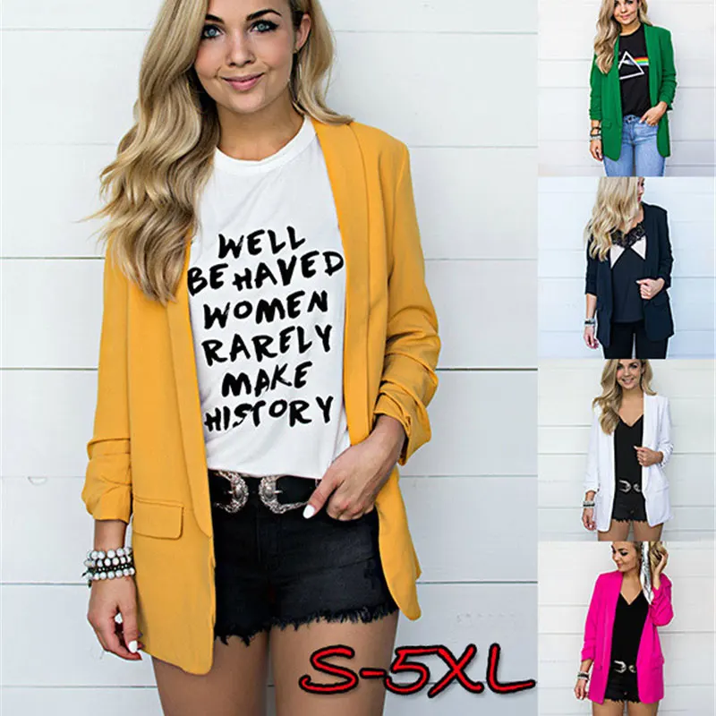 Susi&Rita 5XL Casual Blazer Jacket Women 2018 Long Sleeve Autumn Jackets Plus Size Winter Loose Coat Elegant Ladies Blazer Mujer