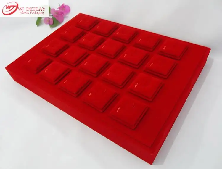 

Upscale Portable Red Velvet/wood Jewelry Display Stand Tray Showase Holder For Gold Rings Set Jewellery Window Showing Shelf