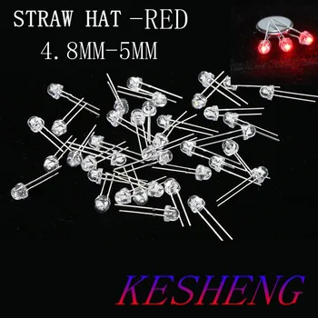 

5mm Straw Hat Red Transparent LED Diode Light Clear Lens 5 mm 20mA Light Emitting Diode LED Lamp Wide Angle Through Hole 1000PCS